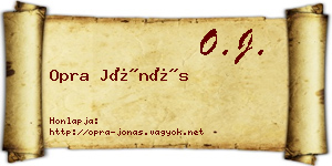 Opra Jónás névjegykártya
